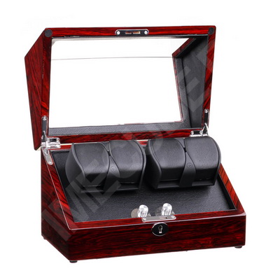 Деревянная шкатулка для 4 часов с автоподзаводом WW-8117-RBC-LED